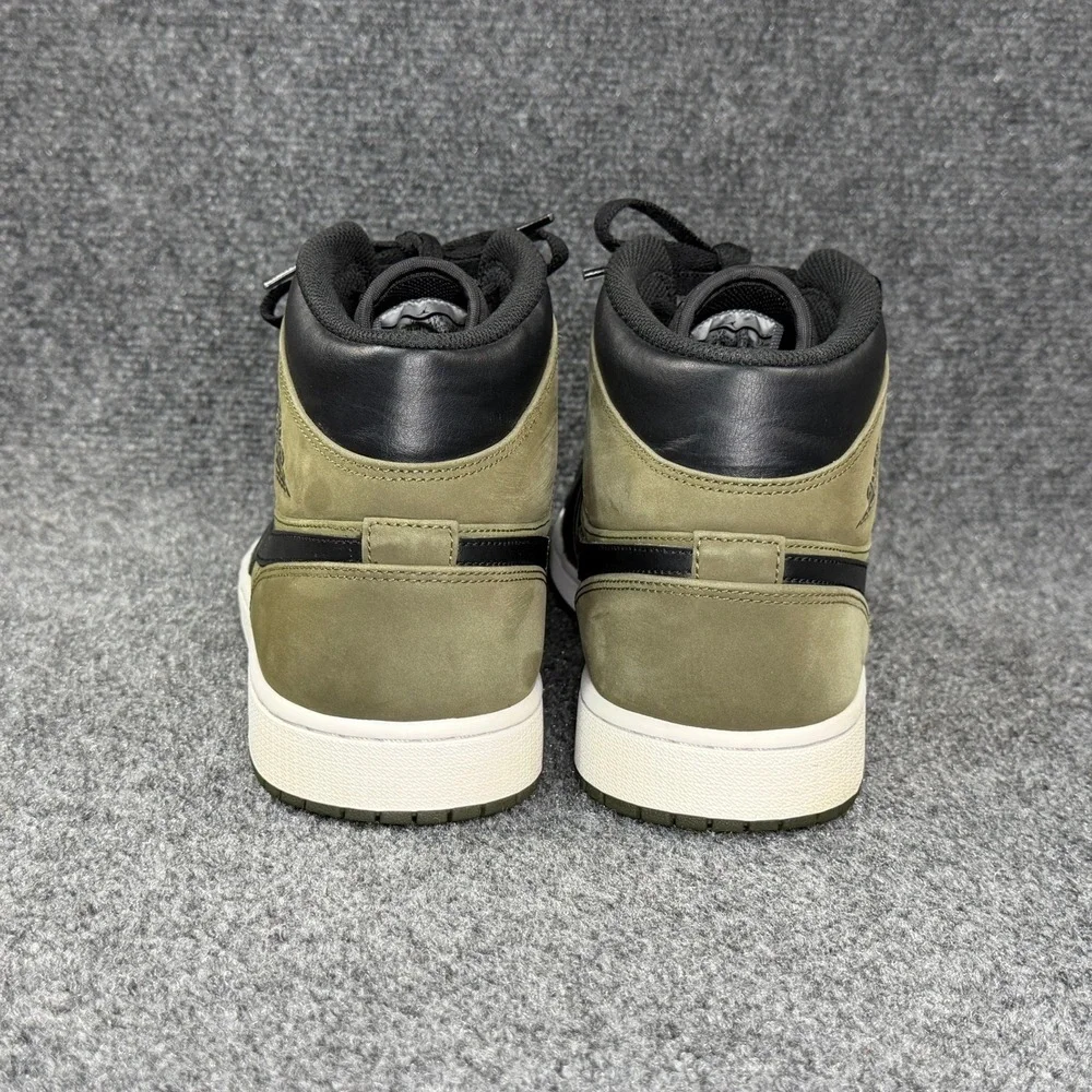 Jordan 1 Mid Shoes Men's 13 Olive Canvas Green Black Retro Athletic Sneakers